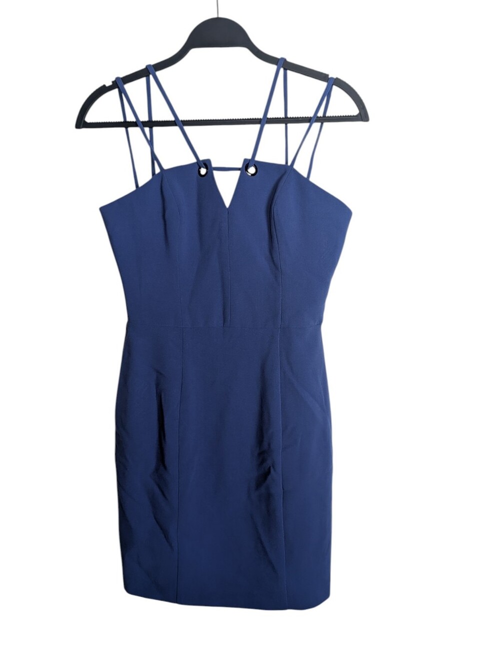 Black Halo Delia Double Strap Gromet‎ Electric Blue Mini Cocktail Dress Size 4